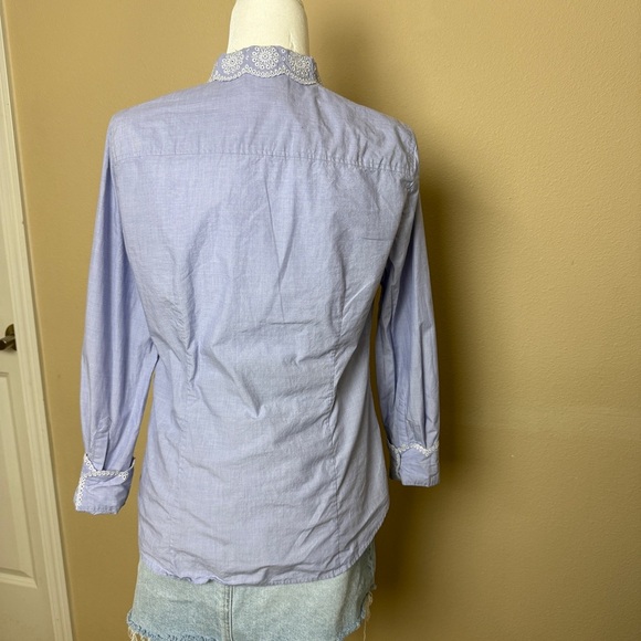 J Crew Perfect Shirt with eyelet Trim Size 8 - Picture 8 of 11